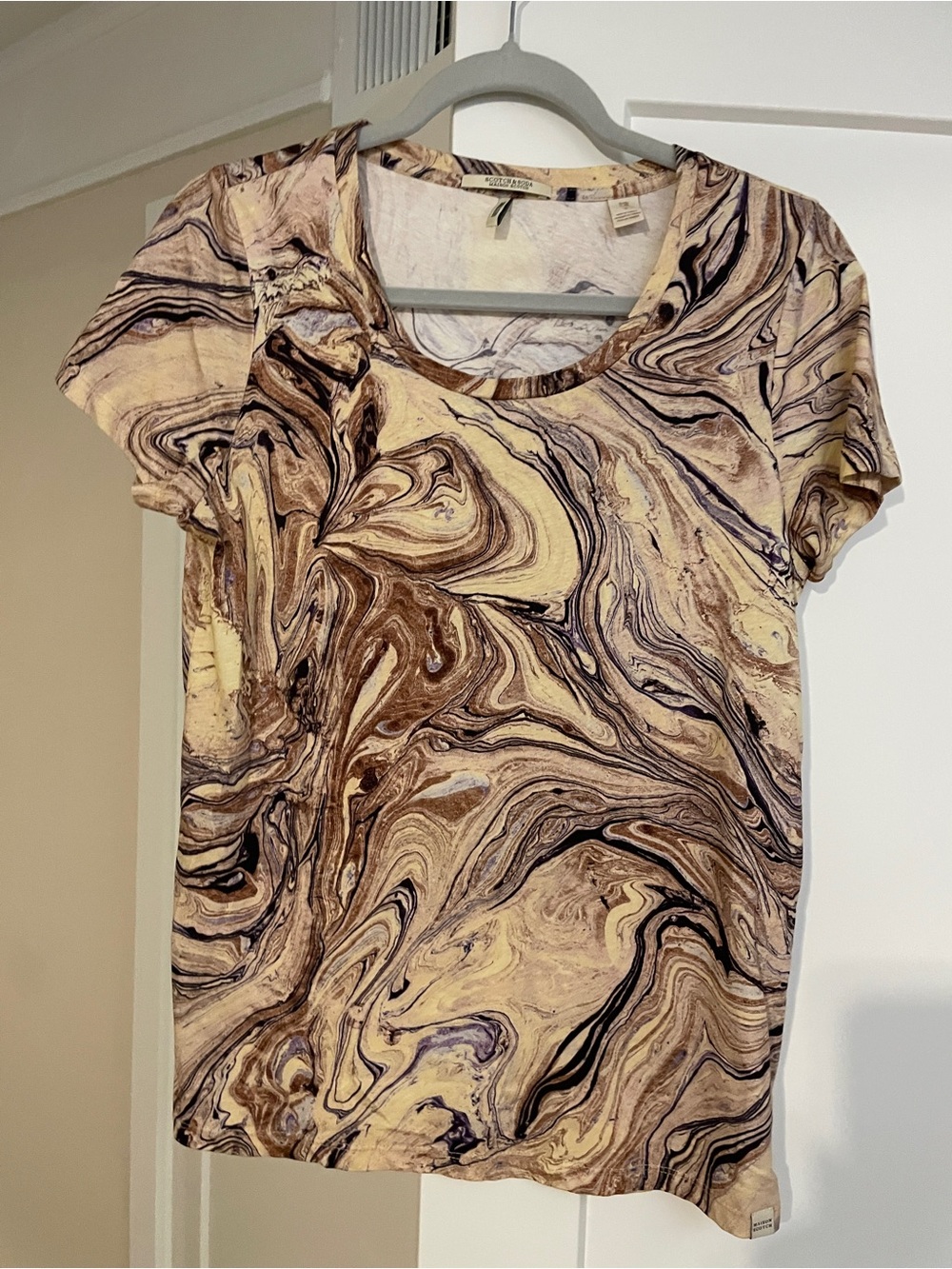 Scotch & Soda Marble Swirl Short Sleeve Tee - Beige Brown